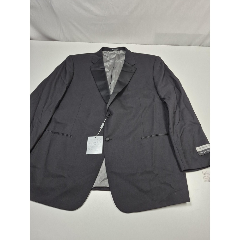 Geoffrey Beene Suit Jacket Mens 52 Long Black Wool Super 100s Tuxedo Formal